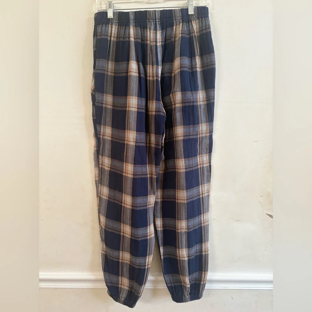 Aerie Jogger Size Small Soft Plaid Gauze Pajama Woven Jogger Pants Cotton sku522